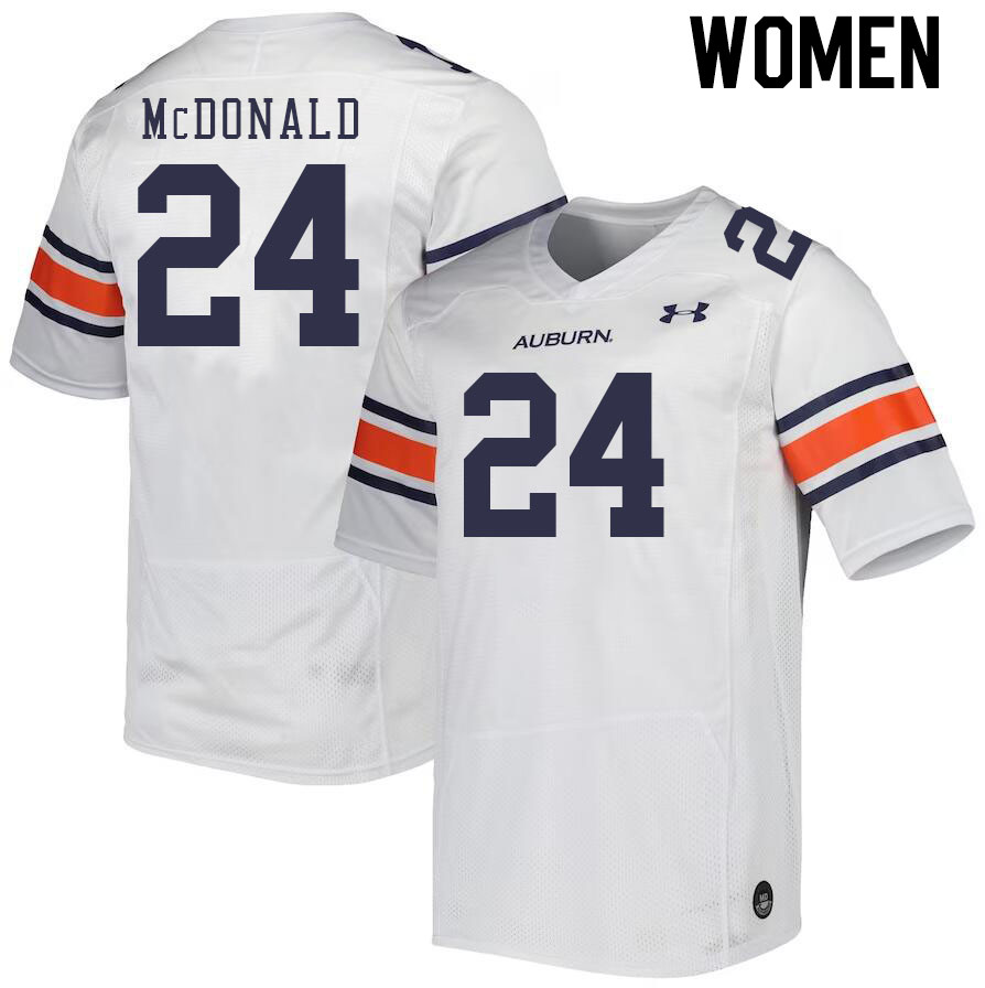 Women's Auburn Tigers #24 Craig McDonald White 2023 College Stitched Football Jersey